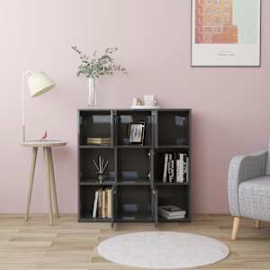 vidaXL Bokhylle høyglans grå 90x30x90 cm konstruert tre