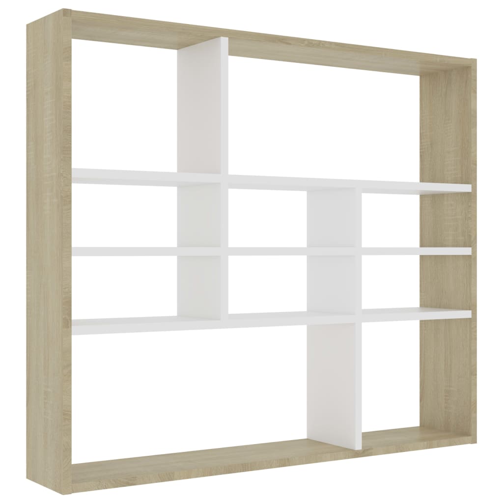 

vidaXL Wall Shelf White and Sonoma Oak 35.4"x6.3"x30.7" Engineered Wood