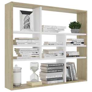 vidaXL Vegghylle hvit og sonoma eik 90x16x78 cm konstruert tre