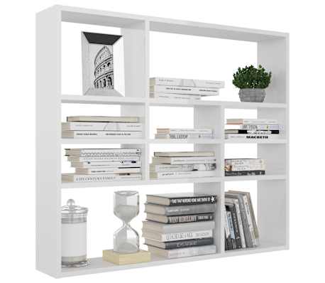 vidaXL Raft de perete, alb extralucios, 90x16x78 cm, lemn prelucrat