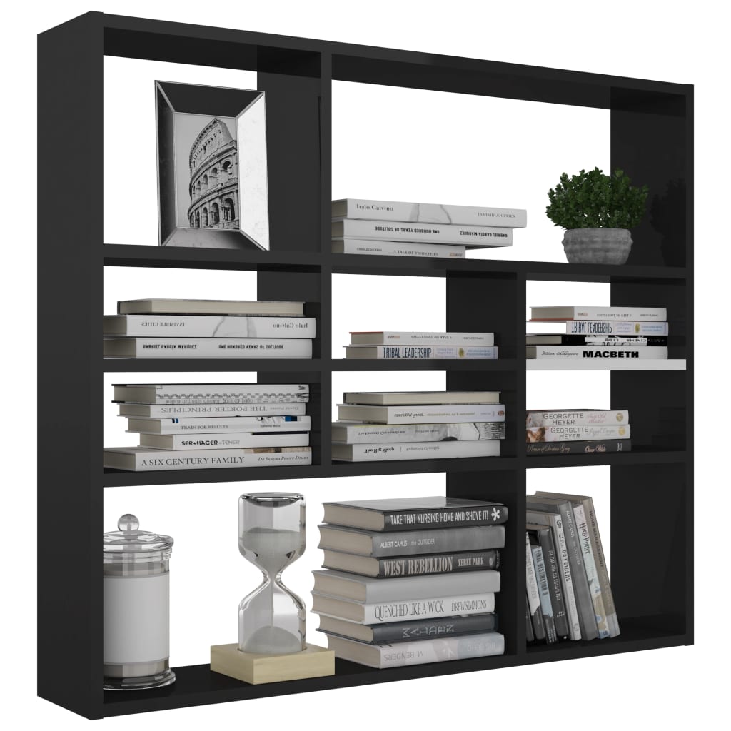 vidaXL Wall Shelf High Gloss Black 35.4"x6.3"x30.7" Engineered Wood