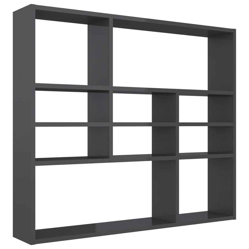 

vidaXL Wall Shelf High Gloss Gray 35.4"x6.3"x30.7" Engineered Wood