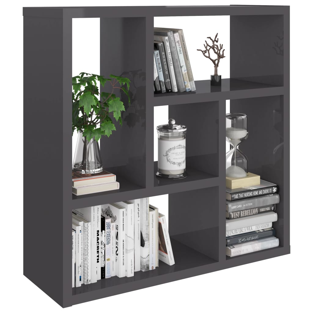 vidaXL Wall Shelf High Gloss Gray 17.8"x6.3"x17.8" Engineered Wood