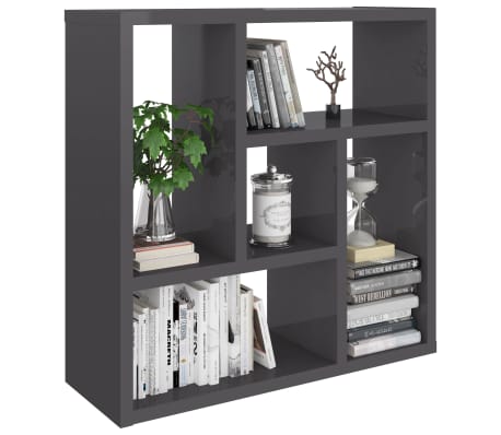 vidaXL Wall Shelf High Gloss Gray 17.8"x6.3"x17.8" Engineered Wood