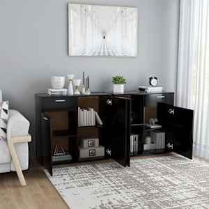 vidaXL Sideboard Schwarz 160x36x75 cm Holzwerkstoff