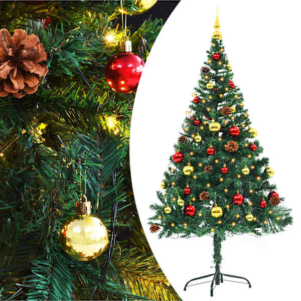 vidaXL kunstkuusk ehete ja LED-tuledega, roheline, 150 cm