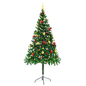 Vánoční stromek s LED osvětlením a baňkami zelený 180 cm - obrázek 4