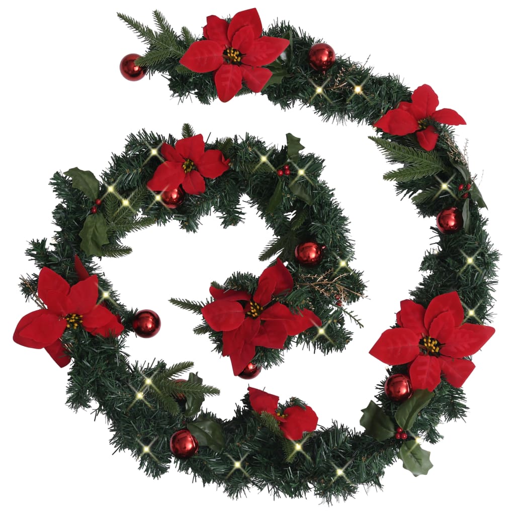 Christmas Garland Green and red PVC 8.9 feet long