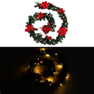 vidaXL Christmas Garland Green and red PVC 8.9 feet long