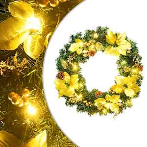 vidaXL j&otilde;ulup&auml;rg LED-tuledega roheline 60 cm PVC