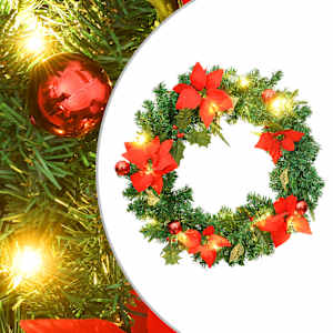 Vánoční věnec s LED diodami zelený 60 cm PVC - obrázek 1
