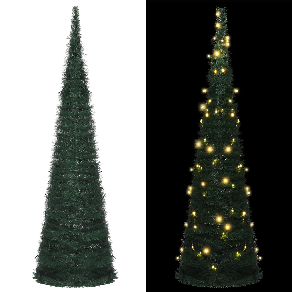 Petrashop  Skládací umělý vánoční stromek s LED řetězem zelený 150 cm