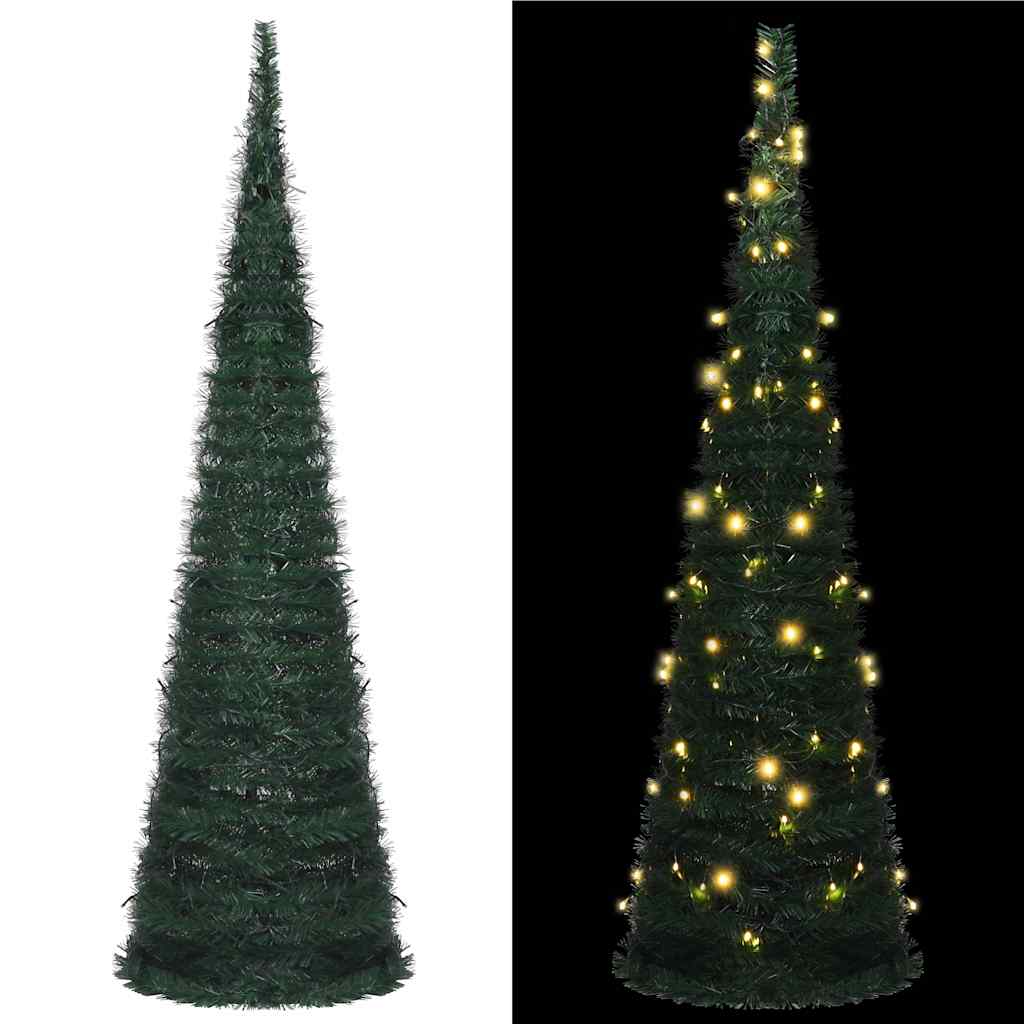 vidaXL Künstlicher Pop-Up-Weihnachtsbaum mit Beleuchtung Grün 210 cm