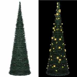 Zložljiva umetna osvetljena novoletna jelka zelena 210 cm