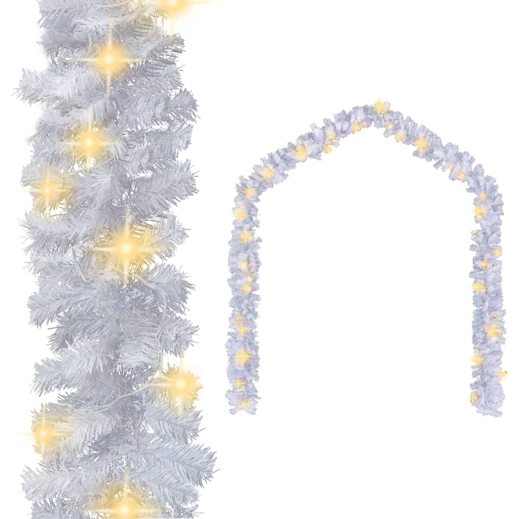 

vidaXL Christmas Garland with LED Lights White 16 ft PVC