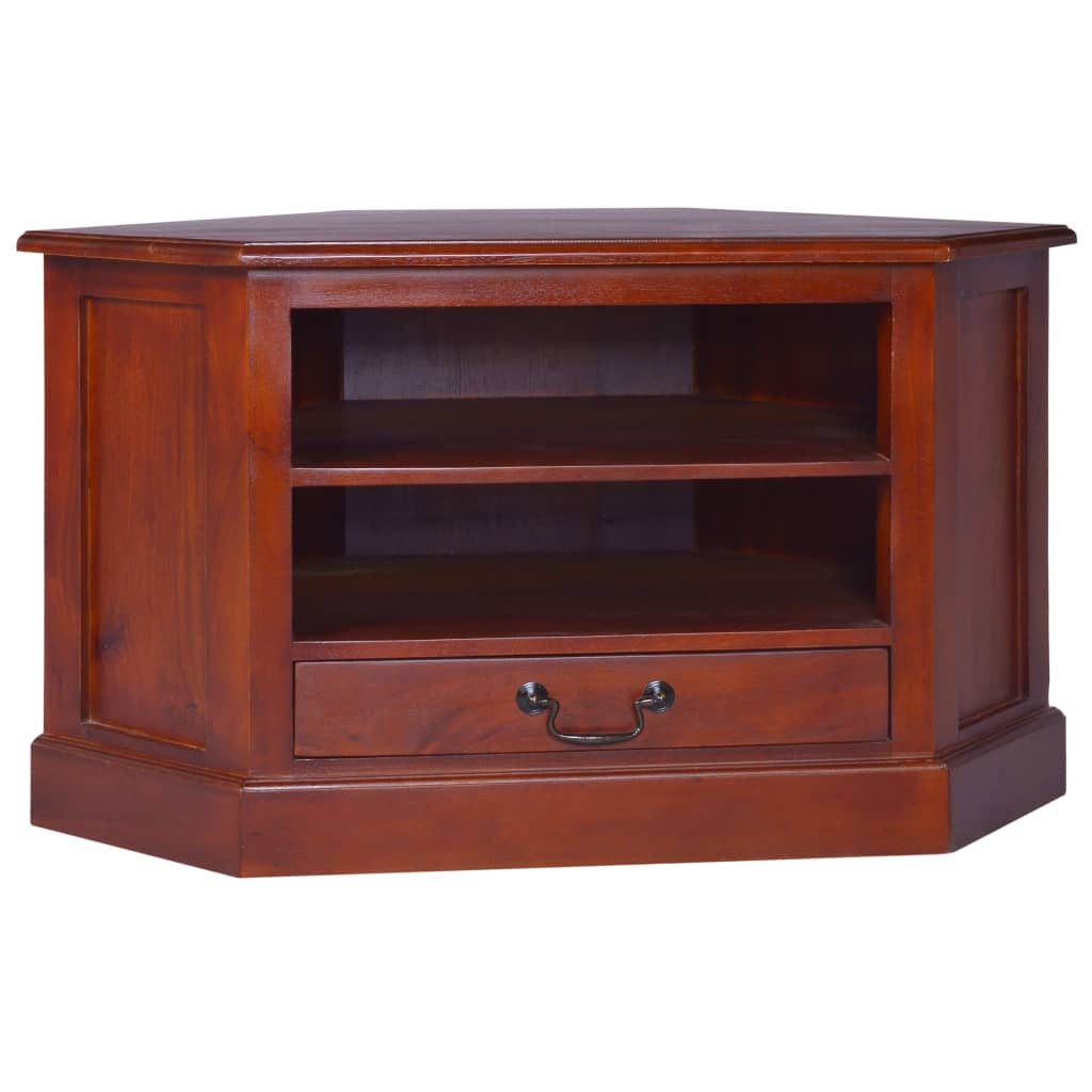 Corner TV Cabinet Classical Brown Solid Mahogany Wood
