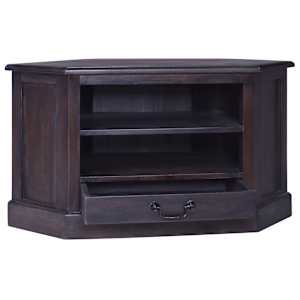 vidaXL Kampinė TV spintelė, juodos kavos, raudonmedžio masyvas