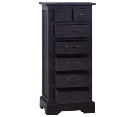 vidaXL Chest of Drawers Black 17.7"x13.8"x39.4" Solid Mahogany Wood