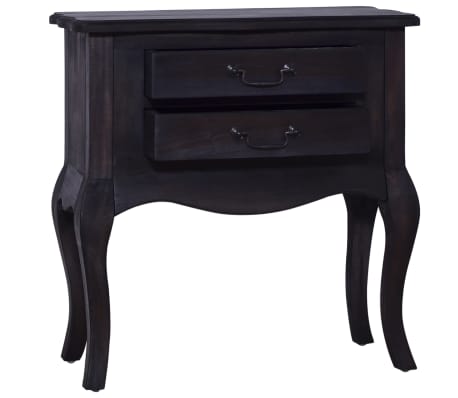 vidaXL Naktinė spintelė, juoda, 60x30x60cm, raudonmedžio masyvas