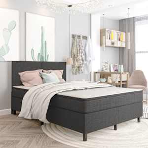 Postel boxspring tmavě šedá textil 180 x 200 cm - obrázek 1