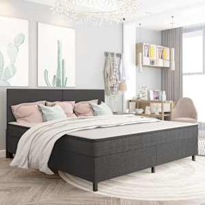 Postel boxspring tmavě šedá textil 200 x 200 cm - obrázek 1