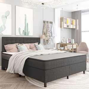 Postel boxspring tmavě šedá textil 160 x 200 cm - obrázek 1