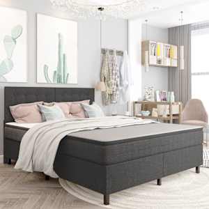 Postel boxspring tmavě šedá textil 180 x 200 cm - obrázek 1