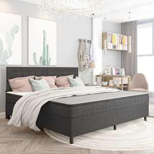 Postel boxspring tmavě šedá textil 200 x 200 cm - obrázek 1
