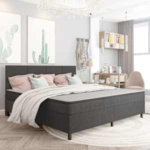 Postel boxspring tmavě šedá textil 200 x 200 cm - obrázek 1