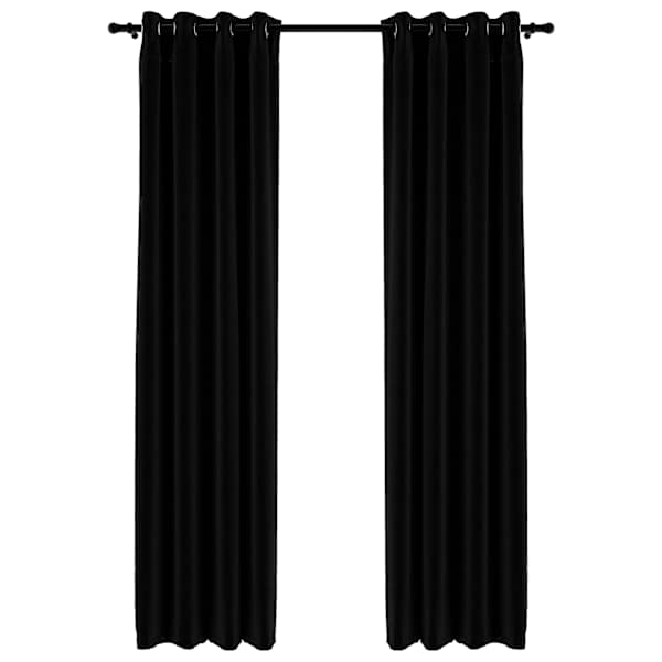 vidaXL linase v&auml;limusega pimendavad kardinad 2 tk must 140 x 225 cm