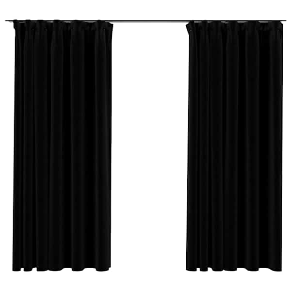 vidaXL pimendavad kardinad konksudega, 2 tk must 140 x 175 cm
