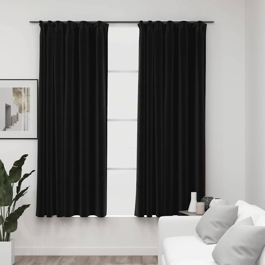 vidaXL Draperii opace aspect in, cârlige, 2 buc., antracit, 140x175 cm