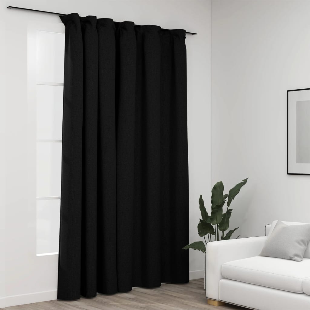 vidaXL Draperie opacă, aspect de in, antracit, 290 x 245 cm, cârlige