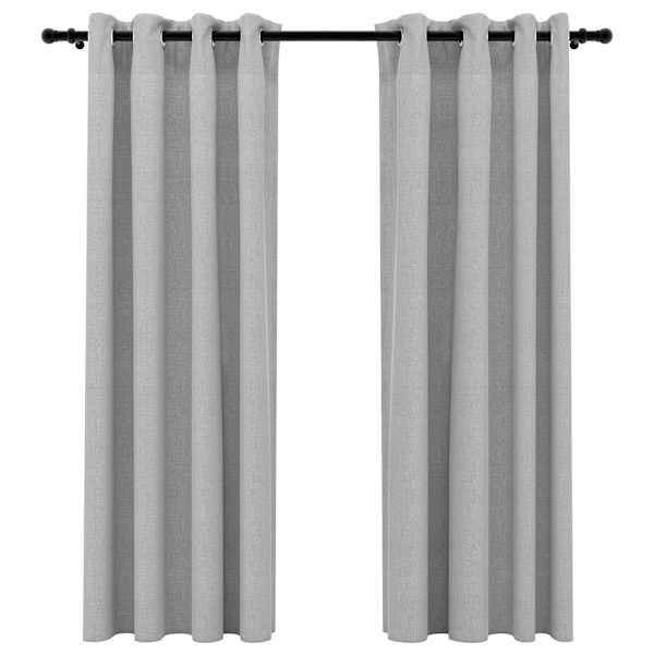 vidaXL linase v&auml;limusega pimendavad kardinad 2 tk hall 140 x 175 cm