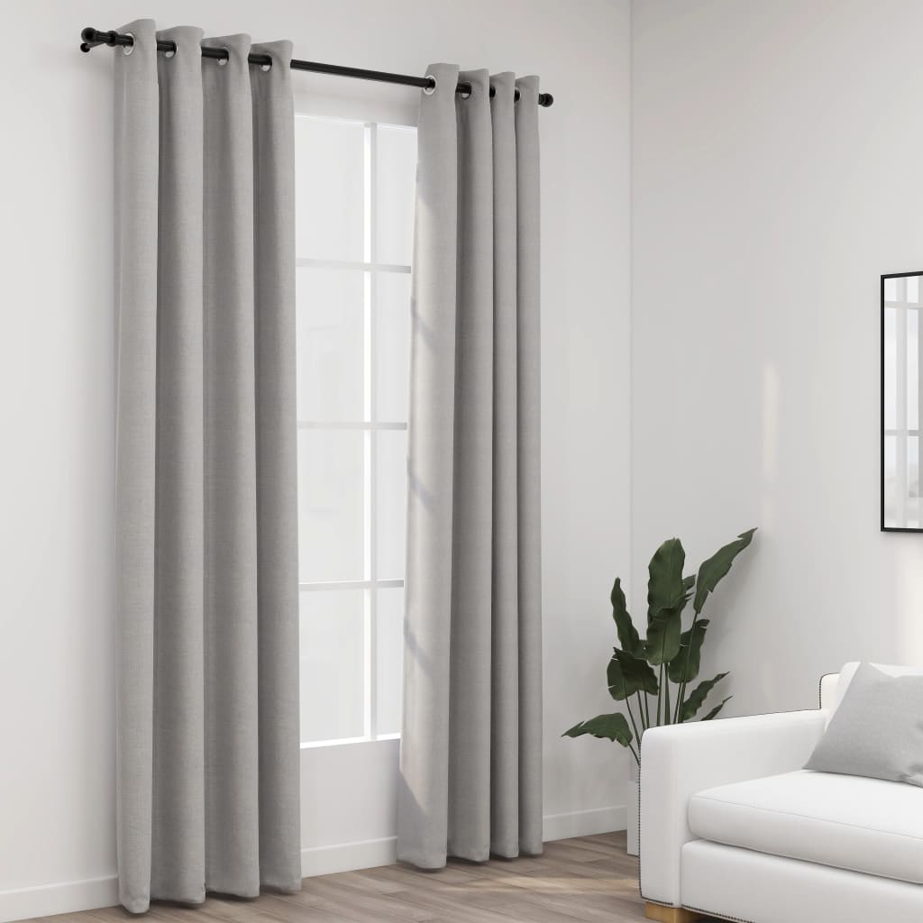 Unico Design Tende Oscuranti Effetto Lino con Occhielli 2pz 140x245cm Grigio  140x245 cm Magnifico it - Grigio30019