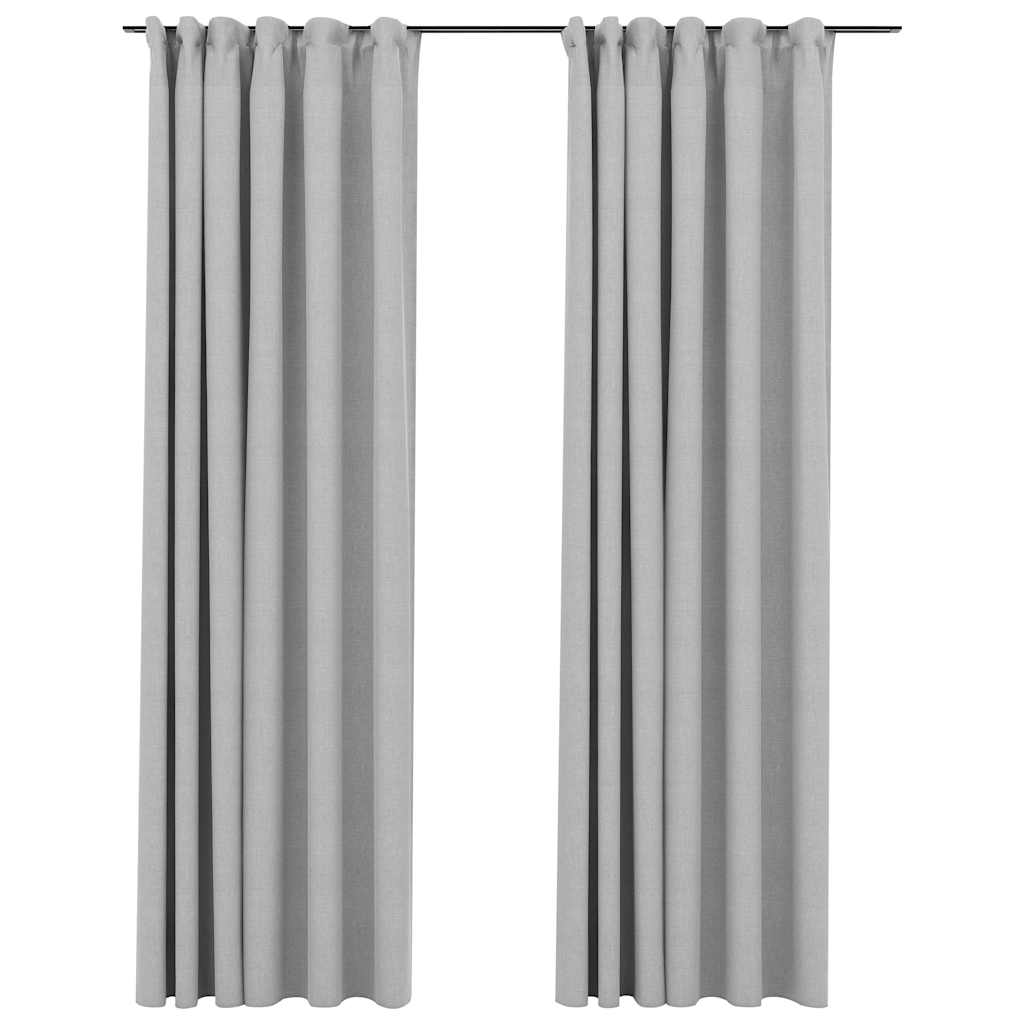 vidaXL Gordijnen linnen-look verduisterend haken 2 st 140x225 cm grijs