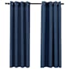 vidaXL linase v&auml;limusega pimendavad kardinad 2 tk sinine 140 x 175 cm