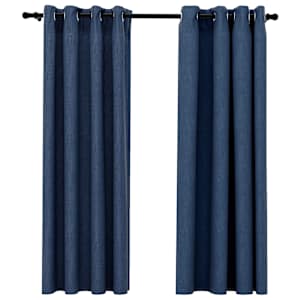 vidaXL linase v&auml;limusega pimendavad kardinad 2 tk sinine 140 x 175 cm