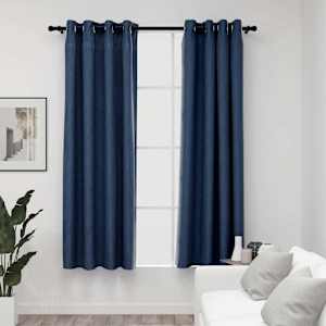 vidaXL linase v&auml;limusega pimendavad kardinad 2 tk sinine 140 x 175 cm