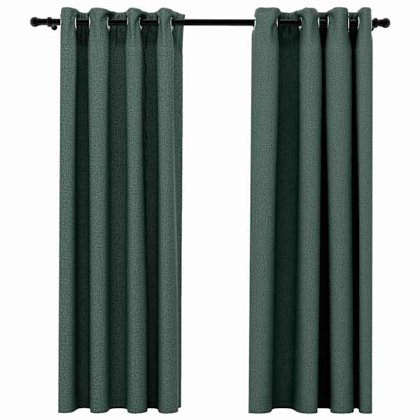 vidaXL linase v&auml;limusega pimendavad kardinad 2 tk roheline 140x175 cm