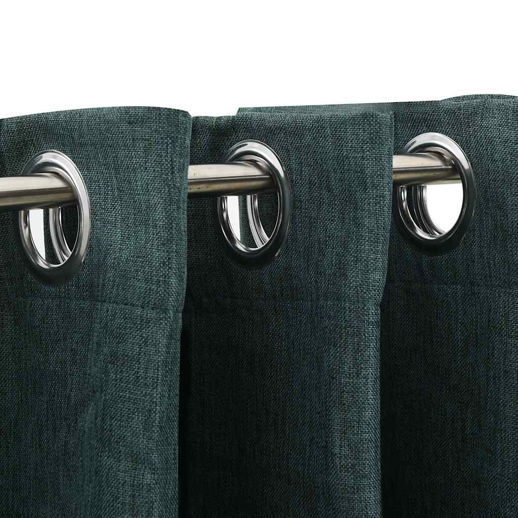 

vidaXL Gordijn linnen-look verduisterend met ogen 290x245 cm groen