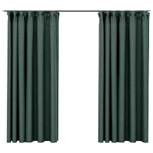 vidaXL pimendavad kardinad konksudega, 2 tk roheline 140 x 175 cm