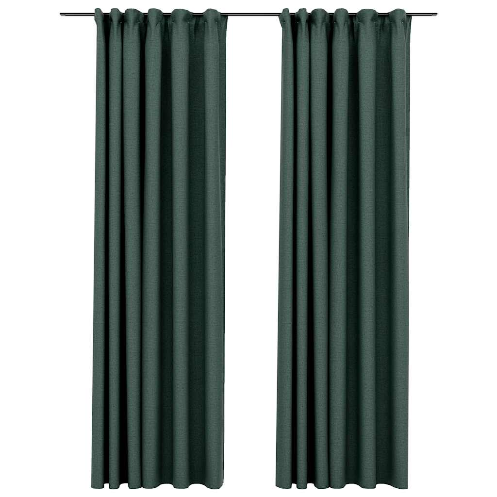 vidaXL Gordijnen linnen-look verduisterend haken 2 st 140x225 cm groen