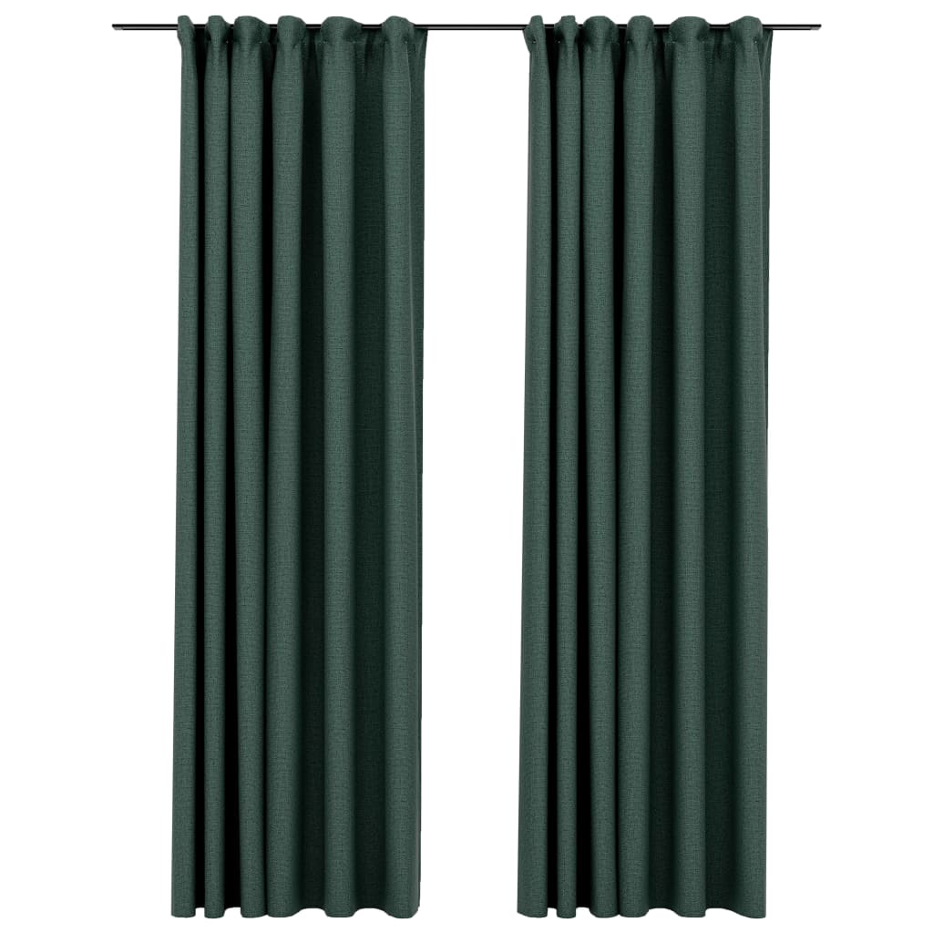 Naktinės užuolaidos su kabliukais, 2vnt., žalios, 140x245cm | Stepinfit