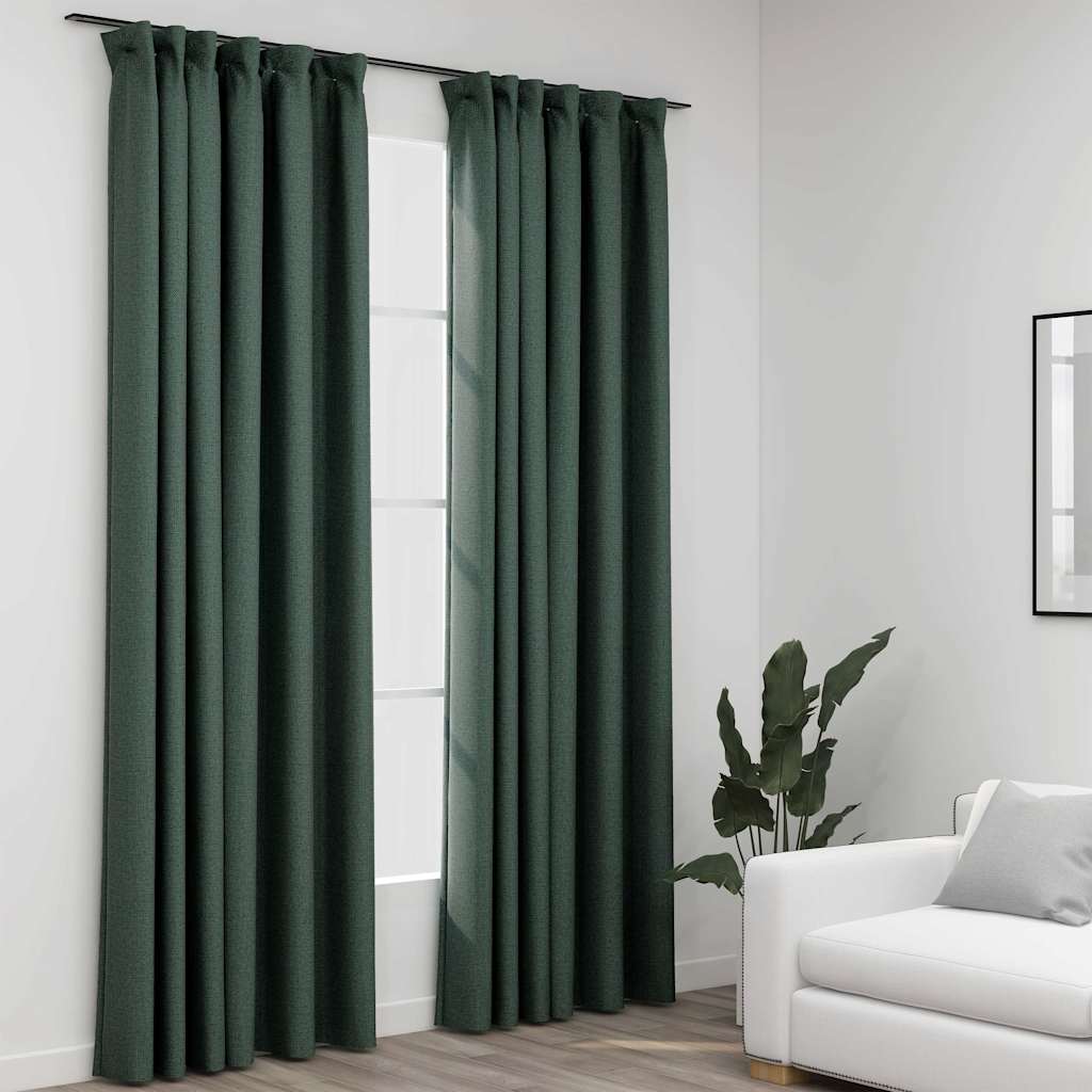 Verdunkelungsvorhang Haken Leinenoptik Vorhang Gardine Blickdicht 2 Stk. vidaXL
