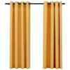 vidaXL linase v&auml;limusega pimendavad kardinad 2 tk kollane 140 x 175 cm