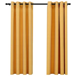 vidaXL linase v&auml;limusega pimendavad kardinad 2 tk kollane 140 x 175 cm