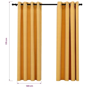 Zatemňovací závěsy s kroužky vzhled lnu 2 ks žluté 140 x 175 cm - obrázek 6