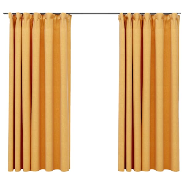 vidaXL pimendavad kardinad konksudega, 2 tk kollane 140 x 175 cm