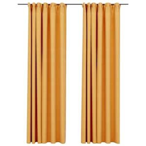 vidaXL pimendavad kardinad konksudega, 2 tk kollane 140 x 245 cm